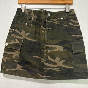 Topshop Green Camouflage Mini Skirt